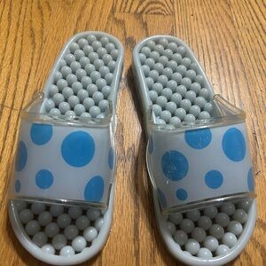 Blue Polka Dot Massage Slides
